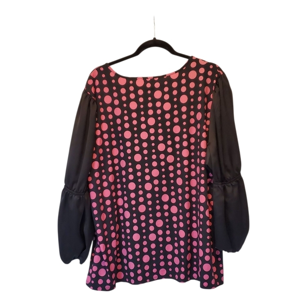 🇺🇸Cato Pink and Black Polka Dot Blouse Size 22/24W - Picture 3 of 3